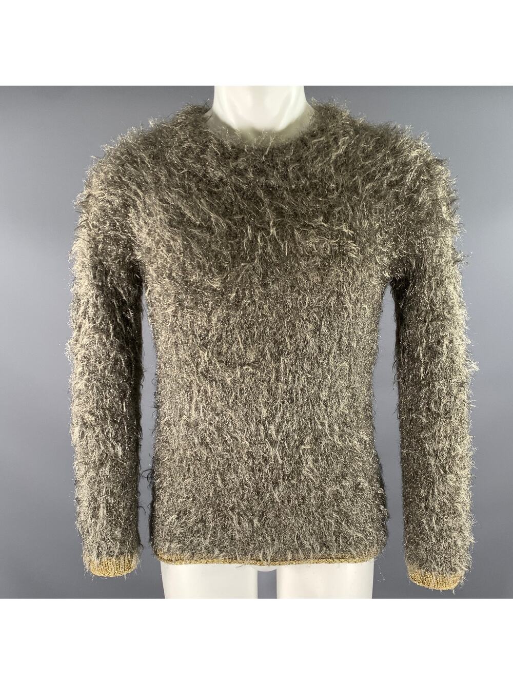 COMME des GARCONS Size S Silver Gold Textured Nylon Blend Crew-Neck Sweater